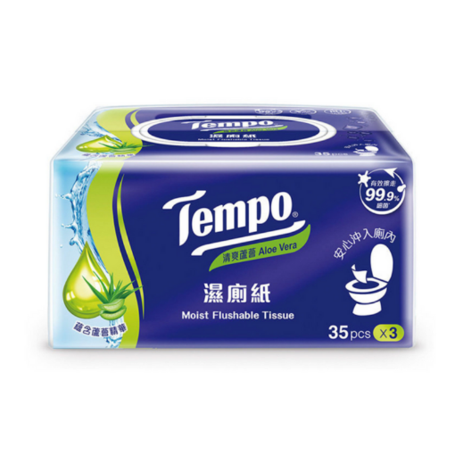 圖片 Tempo 得寶 濕廁紙 清爽蘆薈 35 片裝 x 3 包