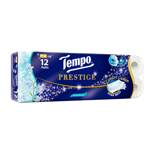 圖片 Tempo 得寶 Prestige Bluebell 閃鑽四層藍風鈴衛生紙 12卷裝