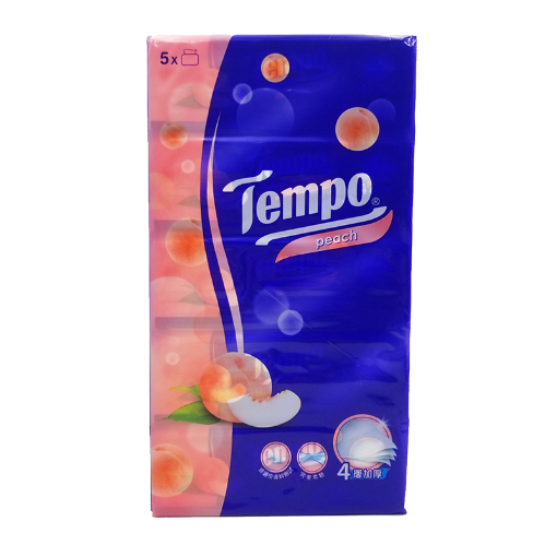 圖片 Tempo 得寶 4層加厚 蜜桃味面紙 5 包