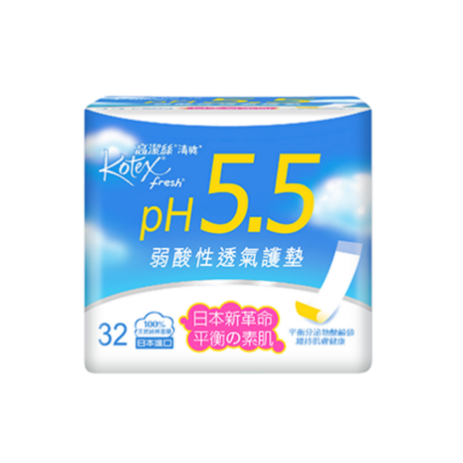 圖片 Kotex 高潔絲 ph 5.5 弱酸性面層護墊 普通 15 cm 32 片