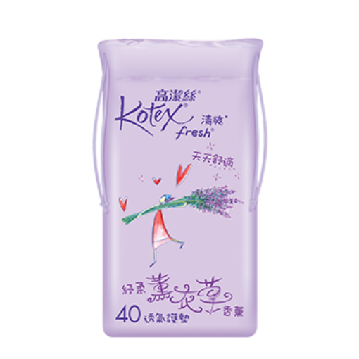 圖片 Kotex 高潔絲 Fresh 清爽棉面 薰衣草香薰護墊 15 cm 40片