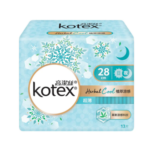 圖片 Kotex 高潔絲 植萃涼感超薄日夜用 28cm 13 片